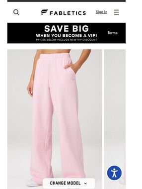 Fabletics Light Pink Cozy Fleece Wide-Leg Pants